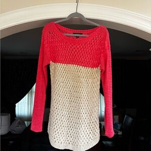 Fever Pink and Cream Crew Neck Sweater Relaxed Fit